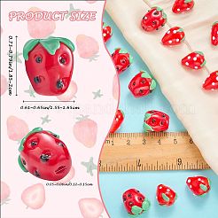 10個の手作りランプワークビーズ  苺  レッド  18.5~20x15.5~16.5x7.5~10mm  穴：1.2~1.5mm&nbsp;LAMP-P-SZ0001-74