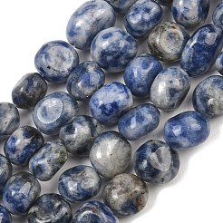 天然ブルースポットジャスパービーズ連売り  ナゲット  タンブルストーン  9~11x8~10x6~10mm  穴：0.8mm  約18~19個/連  6.89~7.28''（17.5~18.5センチメートル）&nbsp;GG-CBA787B-A29