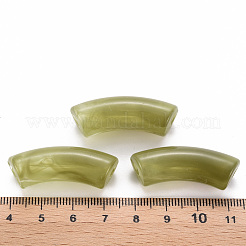 アクリルビーズ  天然石風  カーブチューブ  オリーブ  36x13.5x11.5mm  穴：4mm&nbsp;X-MACR-S372-001B-06
