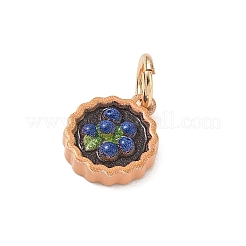 スプレープリント真鍮製チャーム  ピザチャーム  ゴールドカラー  ブルー  12x10x3mm  穴：3.8mm&nbsp;KK-CBAEB58-01D