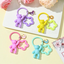 アクリルキーホルダー  鉄パーツ  クマ  ミディアムアクアマリン  6.2cm&nbsp;KEYC-FS00008-04