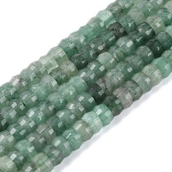 天然石グリーンアベンチュリンビーズ連売り  ロンデル  多面カット  4x2~2.5mm  穴：0.7~1mm  約156~162個/連  14.76~15.16インチ（37.5~38.5cm）&nbsp;G-Q606-46A-05
