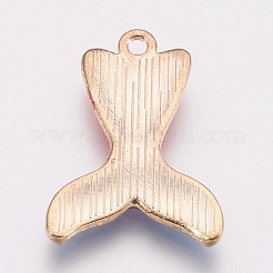 亜鉛合金エナメルペンダント  人魚の尾の形  ゴールドカラー  シーグリーン  27x18.5x3mm  穴：1.5mm&nbsp;PALLOY-I124-25G-B