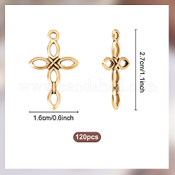 チベットスタイルの合金ペンダント120個  クロスチャーム  アンティーク黄金  27x16mm&nbsp;FIND-PH0023-04