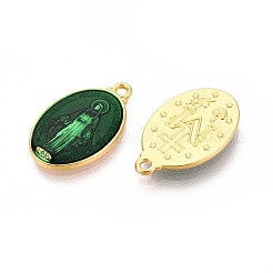 真鍮製エナメルペンダント  カドミウムフリー＆ニッケルフリー＆鉛フリー  長持ちメッキ  楕円形の聖人  ゴールドカラー  ミックスカラー  19.5x12x2mm  穴：1.5mm&nbsp;KK-S345-179