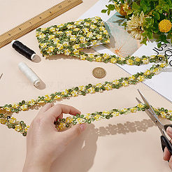 3Dフラワー刺繍ポリエステルレーストリム  花のトリミング  服飾材料  きいろ  3/4インチ（20mm）&nbsp;SRIB-WH0011-141C