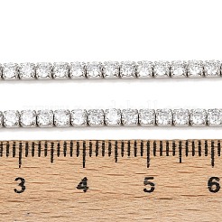 スターリングシルバーのクリアキュービックジルコニアチェーン925本  テニスブレスレットネックレス作り用  プラチナメッキ  2.5x2mm&nbsp;STER-C016-02A-P02