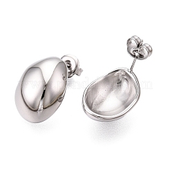 304ステンレススチールスタッドピアス  オーバル  ステンレス鋼色  18x13mm&nbsp;EJEW-G395-38P