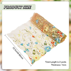 2ヤードのポリエステル刺繍フラワーメッシュ生地  服飾材料  カラフル  165x22.5x0.1cm  8-7/8インチ（225mm）&nbsp;OCOR-WH0058-57A