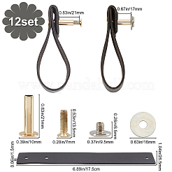 長方形の革の引き出しハンドル  鉄ネジ付き  ブラック  175x26.5x1.5mm&nbsp;LS-AJEW-WH0251-77F