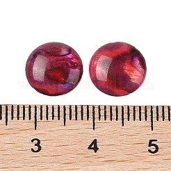 天然アワビ貝殻/パウア貝殻樹脂カボション  半円/ドーム  赤ミディアム紫  10x2mm&nbsp;SSHEL-K003-10MM-02