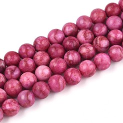 ナチュラルアメリカンターコイズビーズ連売り  染め＆加熱  ラウンド  カメリア  6mm  穴：1mm  約59~60個/連  15-1/8インチ（38.5cm）&nbsp;G-S369-001B-B09