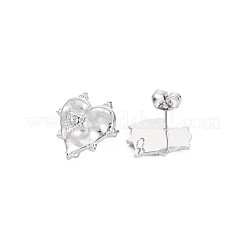 304ステンレススチールスタッドピアス金具  耳ナッツ  ループとクリスタルのラインストーン  ハート  ステンレス鋼色  17x18mm  穴：1.8mm  ピン：0.7mm&nbsp;STAS-N097-242P