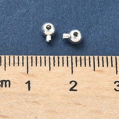 真鍮製つぶし玉カシメ玉  ラウンド  長持ちメッキ  鉛フリー＆カドミウムフリー  ラックめっき  925銀メッキ  4.5x3.4x3mm  穴：0.8mm&nbsp;X-KK-H532-27S-02
