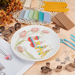 DIY粘土ツールキット  プラスチック粘土彫刻ツール  詳細テクスチャ ツール  丸カン  プラスチック製ピアスキャッチ  合金チャーム  ミックスカラー  10.9~12.5x0.3~0.85cm  14個/セット&nbsp;TOOL-OC0002-13