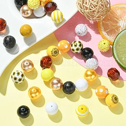 ひまわりをテーマにした DIY フーセンガム風ブレスレットペンダント装飾作成キット  アクリルビーズや鉄ビーズなど  合金クラスプ  エンドチェーン  ワイヤー  きいろ  19~20x17~20mm  穴：2mm&nbsp;MACR-CJC0005-02A-01