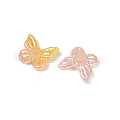 パールABSプラスチック模造真珠ビーズ  蝶  ツートン  桃パフ  10x11x3mm  穴：1.6mm  約3333個/500g&nbsp;KY-P021-04B-02