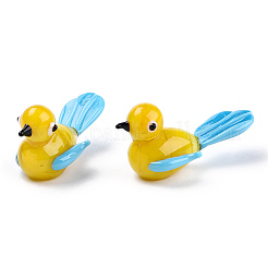 手作りランプワーク家の装飾  ギフト用の3D鳥の装飾品.  ゴールド  55~58x27.5~28.5x28mm&nbsp;LAMP-T011-83