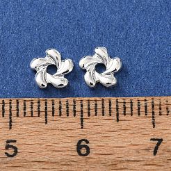 合金ビーズ  花  長持ちメッキ  ラックめっき  銀  6x1.5mm  穴：1.4mm&nbsp;FIND-C092-01A-S