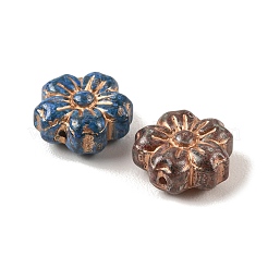 ペイントガラスビーズを焼く  ライン入り  ミックスカラー  花  14x14x6.5mm  穴：1.2mm&nbsp;DGLA-G004-01L
