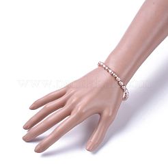 母親のストレッチブレスレット  染色天然パールビーズと黄麻布バッグ  プラム  2-1/4インチ（5.8cm）  5.5~6mm&nbsp;BJEW-JB04537-02