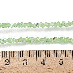電気メッキ透明ガラスビーズ連売り  三角形  多面カット  ABカラー  薄緑  3x2x2mm  穴：0.7mm  約135個/連  9.21''（23.4センチメートル）&nbsp;EGLA-P061-04C-AB19