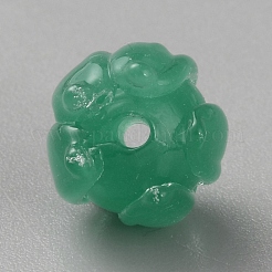 透明ガラスビーズ  花  シーグリーン  11x10mm  穴：1.5mm&nbsp;GLAA-WH0033-98A