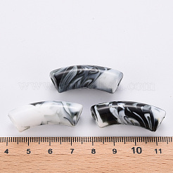アクリルビーズ  天然石風  カーブチューブ  濃いグレー  36x13.5x11.5mm  穴：4mm  約148個/500g&nbsp;MACR-S372-001A-04