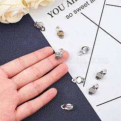 変色しない304ステンレススチールのクリップ式イヤリング金具  フラットラウンド  ステンレス鋼色  18x9.5x7mm  穴：3mm  トレイ：8mm&nbsp;LS-STAS-S079-81A