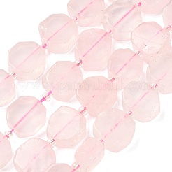 天然石ローズクォーツビーズ連売り  ナゲット  シードビーズで  9.5~13x8.5~12.5x5~6mm  穴：1.2mm  約28~29個/連  14.96''（38cm）〜15.55''（39.5cm）&nbsp;G-I394-D24