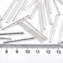 電気メッキガラスラッパビーズ  丸い穴  メタリックカラー  銀メッキ  30x2.5mm  穴：1mm  約1500個/袋&nbsp;SEED-S043-02A-02