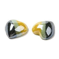 ツートンカラーのガラスカボション  ハート  ミックスカラー  10x10x4mm&nbsp;GLAA-B012-40