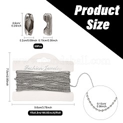 DIYボールチェーン作成キット  ステンレス製ボールチェーンおよびボールチェーンコネクターーを含む  ステンレス鋼色  1.5mm&nbsp;SA-FS04FF-01C