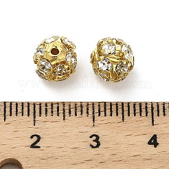 7mm真鍮ラインストーンビーズ  ラウンド  ゴールドカラー  7x7.5mm  穴：1mm&nbsp;X1-KK-S519-01B-02G