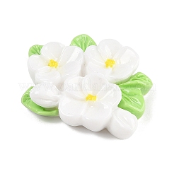 オペーク樹脂カボション  花  ホワイト  28.5x34.5x8.5mm&nbsp;CRES-D283-01G-01