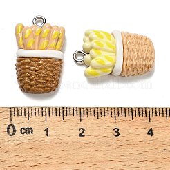 不透明樹脂ペンダント  バゲットチャーム  プラチナトーンの鉄ループ付き  ミックスカラー  23.5x14.5x8mm  穴：2mm&nbsp;RESI-F057-01
