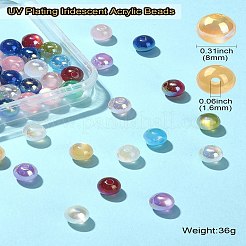 UVメッキ虹色アクリルビーズ  ラウンド  ミックスカラー  8mm  穴：1.6mm  60個/箱&nbsp;MACR-CJ0001-75
