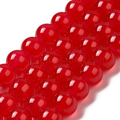 焼き絵用塗料、模造翡翠ガラス、丸ビーズの連  レッド  8.5~9mm  穴：1.5mm  約100~105個/連  31.8インチ&nbsp;DGLA-Q021-8mm-05