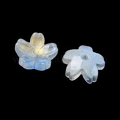 染色・加熱ガラスビーズキャップ  5  - 花びらの花  ライトスカイブルー  10.5x11x4.7mm  穴：1mm&nbsp;GLAA-Z019-03L