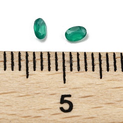 ファセット加工された天然グリーンオニキスアゲートカボション  後ろ向き  楕円形  3x2x1.5mm&nbsp;G-I295-05C-16A-03