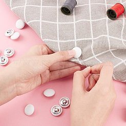 布シャンクボタン  亜鉛合金パーツと  フラットラウンド  オーバーコートガーメントアクセサリー用  ホワイト  19x8mm  穴：3x3mm  50個/箱&nbsp;BUTT-GF0001-12B