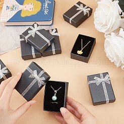 厚紙のネックレスボックス  リボンのちょう結びとスポンジの内側  長方形  ブラック  7x5x2.5cm&nbsp;CBOX-PH0001-09