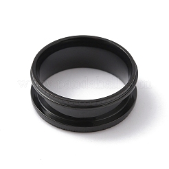 女性用ステンレス溝付き指輪  電気泳動黒  usサイズ7（17.3mm）&nbsp;RJEW-WH0004-30B-EB