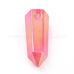 電気メッキ天然石英尖端ペンダント  多面カット  染め  弾丸  39x15x14mm  穴：3mm&nbsp;G-B017-01