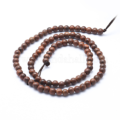 天然ウッドビーズ連売り  ラウンド  染め  6mm  穴：1mm  約64個/連  15.7インチ（40cm）&nbsp;X-WOOD-P011-06-6mm