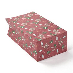 クリスマステーマ長方形紙袋  ハンドルなし  ギフト＆フードパッケージ用  ジンジャーブレッドマン模様  12x7.5x23cm&nbsp;CARB-G006-01E