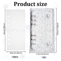 A6サイズのバインダーポケット  防水PPルーズリーフブックカバー付き  透明  190x88x0.4mm  穴：6mm  10個/セット  1セット&nbsp;AJEW-HY0001-87