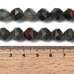 天然のアフリカブラッドストーンビーズ連売り  スターカットラウンドビーズ  多面カット  9~10x9~10x9~10mm  穴：1~1.4mm  約38~40個/連  14.88''（15.08''センチメートル）&nbsp;G-Z119-A28-03