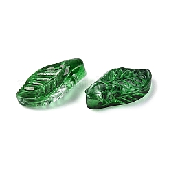 クリアガラスペンダント  リーフチャーム  グリーン  12x6.5x4.5~5mm  穴：0.9~1mm  約2940個/1000g&nbsp;GLAA-Q117-01C