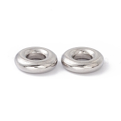 変色しにくい304ステンレススチールビーズ  ドーナツ  ステンレス鋼色  12x3.5mm  穴：5.5mm&nbsp;STAS-E036-14A